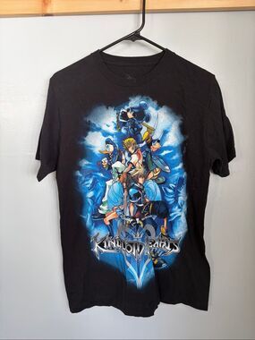 Kingdom Hearts Sora Mickey Blue Graphic T Shirt Black Disney Gaming M